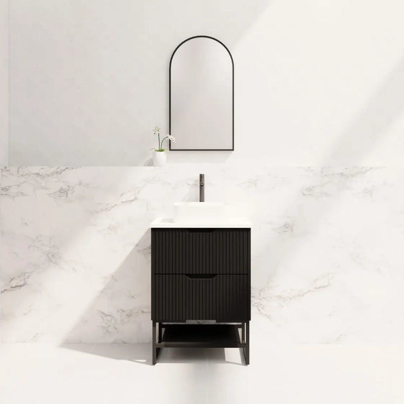 ABS Riva - Riva Bali Freestanding Vanity 600mm - Matt Black - Aqualux Bathrooms
