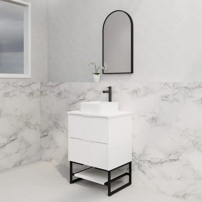 ABS Riva - Riva Bali Freestanding Vanity 600mm - Matt White - Aqualux Bathrooms