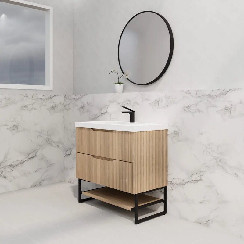 ABS Riva - Riva Bali Freestanding Vanity 900mm - American Oak - Aqualux Bathrooms
