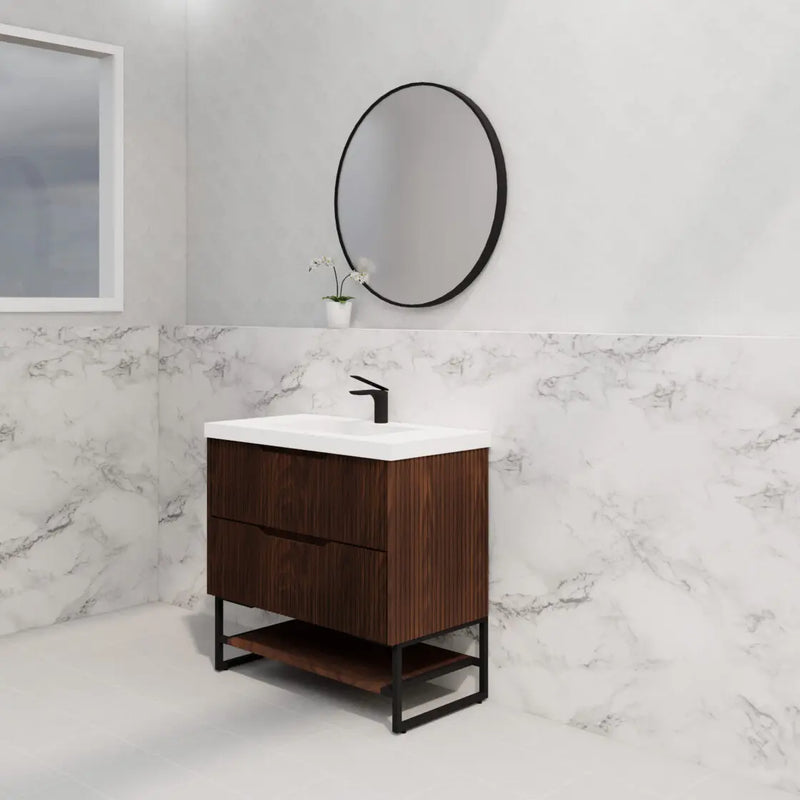 ABS Riva - Riva Bali Freestanding Vanity 900mm - Brown Oak - Aqualux Bathrooms