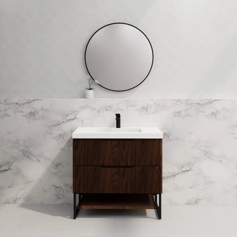 ABS Riva - Riva Bali Freestanding Vanity 900mm - Brown Oak - Aqualux Bathrooms