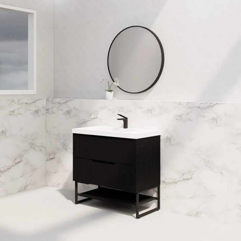 ABS Riva - Riva Bali Freestanding Vanity 900mm - Matt Black - Aqualux Bathrooms