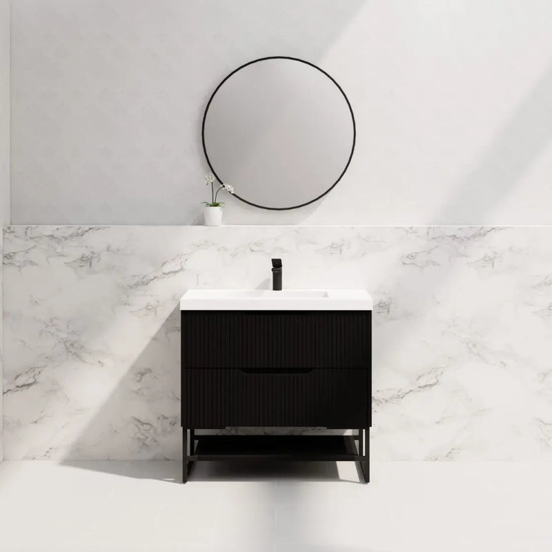 ABS Riva - Riva Bali Freestanding Vanity 900mm - Matt Black - Aqualux Bathrooms