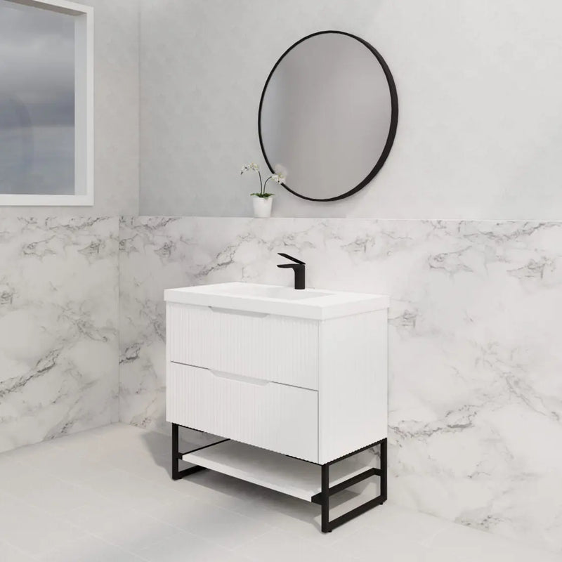 ABS Riva - Riva Bali Freestanding Vanity 900mm - Matt White - Aqualux Bathrooms