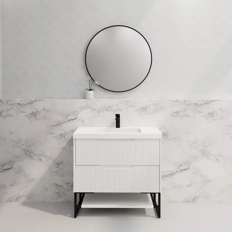 ABS Riva - Riva Bali Freestanding Vanity 900mm - Matt White - Aqualux Bathrooms