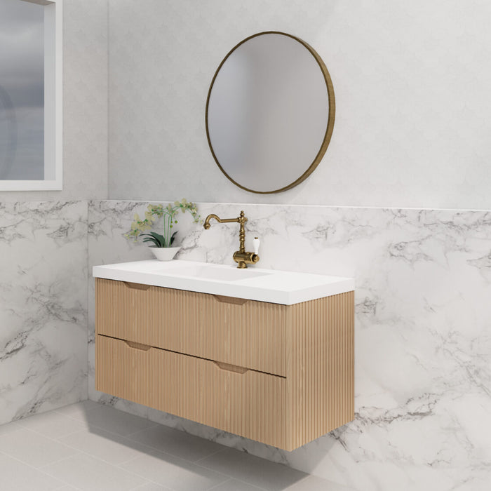 Riva Bali Wall Hung Single Bowl Vanity 1200mm - American Oak