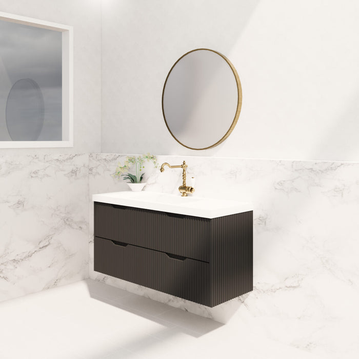 Riva Bali Wall Hung Single Bowl Vanity 1200mm - Matt Black