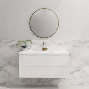 ABS Riva - Riva Bali Wall Hung Single Bowl Vanity 1200mm - Matt White - Aqualux Bathrooms