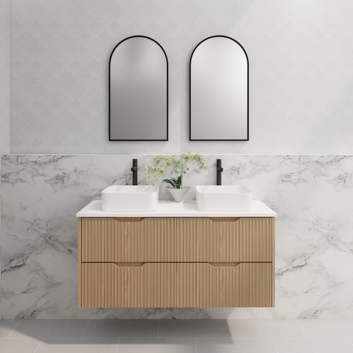 Riva Bali Wall Hung Double Bowl Vanity 1200mm - American Oak