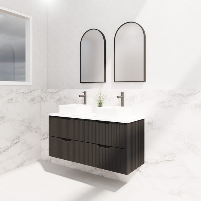 Riva Bali Wall Hung Double Bowl Vanity 1200mm - Matt Black