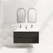 ABS Riva - Riva Bali Wall Hung Double Bowl Vanity 1200mm - Matt Black - Aqualux Bathrooms