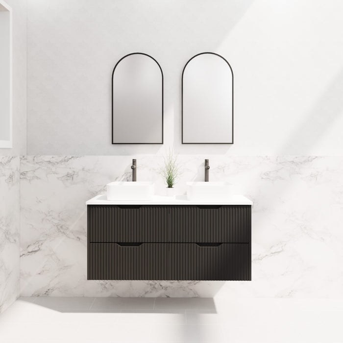 Riva Bali Wall Hung Double Bowl Vanity 1200mm - Matt Black