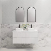 ABS Riva - Riva Bali Wall Hung Double Bowl Vanity 1200mm - Matt White - Aqualux Bathrooms