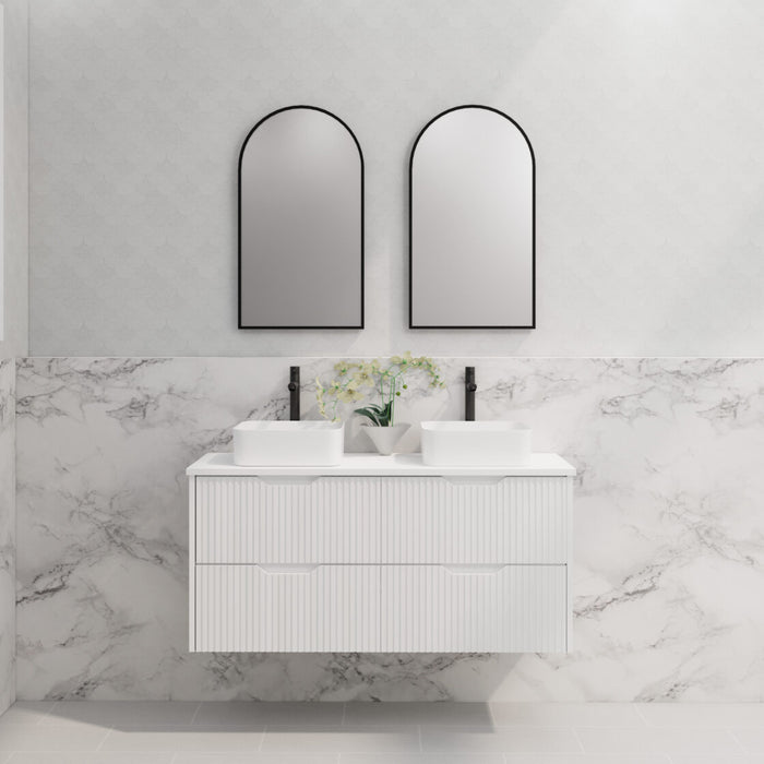 Riva Bali Wall Hung Double Bowl Vanity 1200mm - Matt White