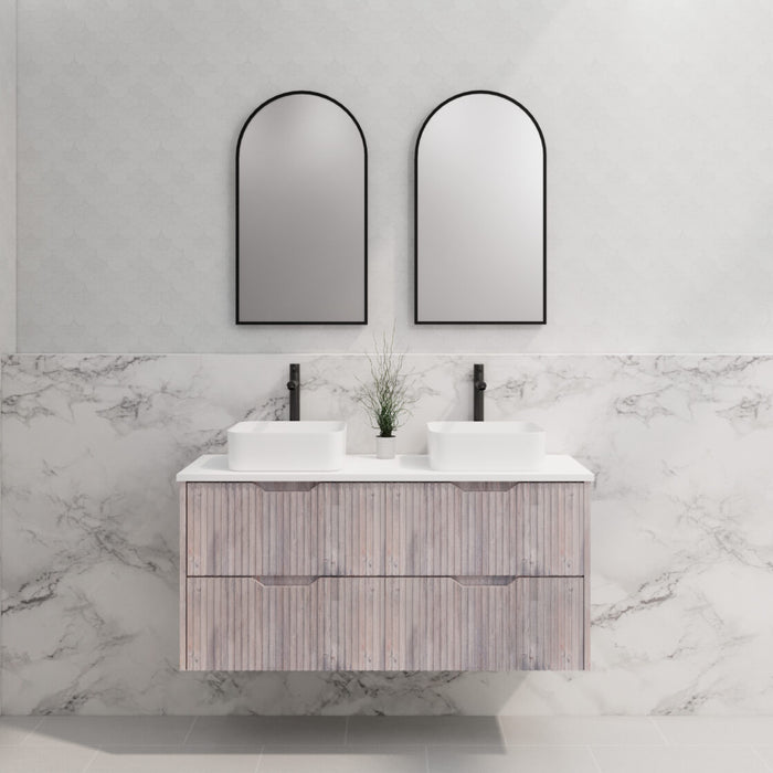 Riva Bali Wall Hung Double Bowl Vanity 1200mm - White Oak