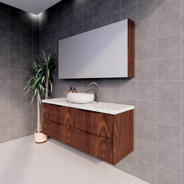 Riva Bali Wall Hung Single Bowl Vanity 1500mm - Brown Oak