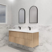 ABS Riva - Riva Bali Wall Hung Double Bowl Vanity 1500mm - American Oak - Aqualux Bathrooms