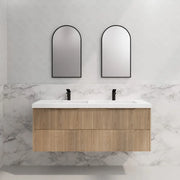 ABS Riva - Riva Bali Wall Hung Double Bowl Vanity 1500mm - American Oak - Aqualux Bathrooms