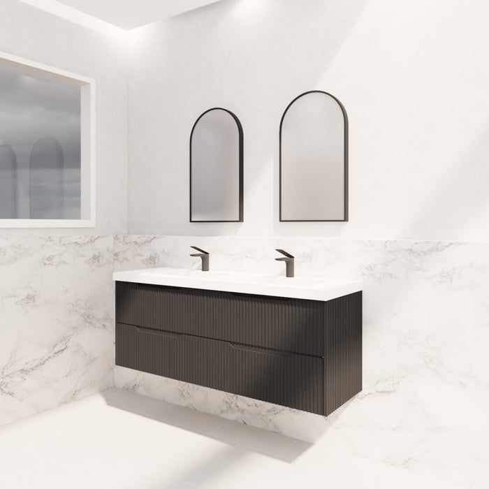 Riva Bali Wall Hung Double Bowl Vanity 1500mm - Matt Black