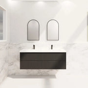 ABS Riva - Riva Bali Wall Hung Double Bowl Vanity 1500mm - Matt Black - Aqualux Bathrooms