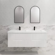 ABS Riva - Riva Bali Wall Hung Double Bowl Vanity 1500mm - Matt White - Aqualux Bathrooms