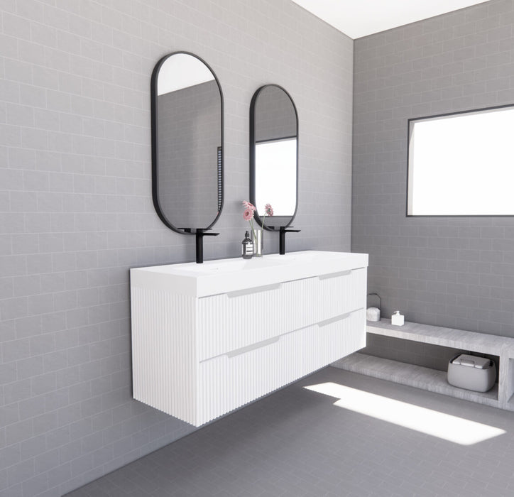 Riva Bali Wall Hung Double Bowl Vanity 1500mm - Matt White