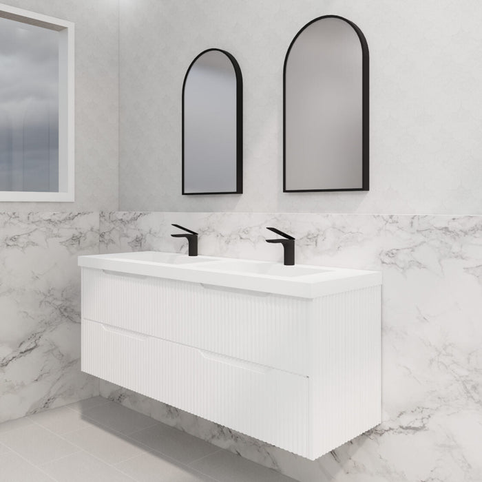 Riva Bali Wall Hung Double Bowl Vanity 1500mm - Matt White