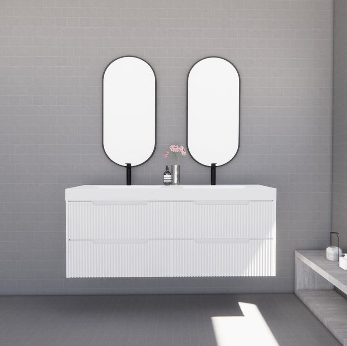 Riva Bali Wall Hung Double Bowl Vanity 1500mm - Matt White