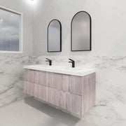 ABS Riva - Riva Bali Wall Hung Double Bowl Vanity 1500mm - White Oak - Aqualux Bathrooms