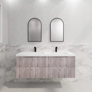 ABS Riva - Riva Bali Wall Hung Double Bowl Vanity 1500mm - White Oak - Aqualux Bathrooms