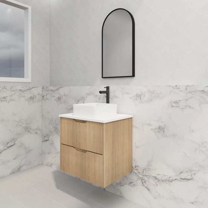 ABS Riva - Riva Bali Wall Hung Vanity 600mm - American Oak - Aqualux Bathrooms