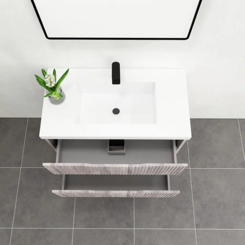 ABS Riva - Riva Bali Wall Hung Vanity 600mm - American Oak - Aqualux Bathrooms