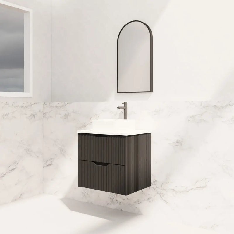 ABS Riva - Riva Bali Wall Hung Vanity 600mm - Matt Black - Aqualux Bathrooms