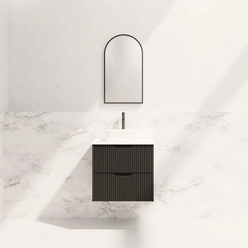 ABS Riva - Riva Bali Wall Hung Vanity 600mm - Matt Black - Aqualux Bathrooms