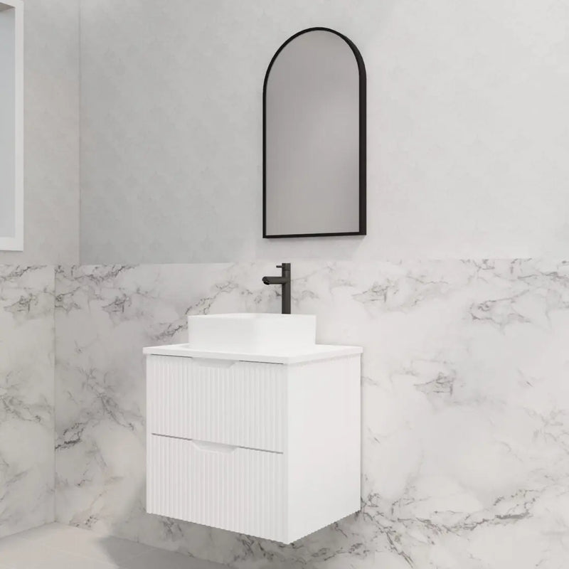ABS Riva - Riva Bali Wall Hung Vanity 600mm - Matt White - Aqualux Bathrooms