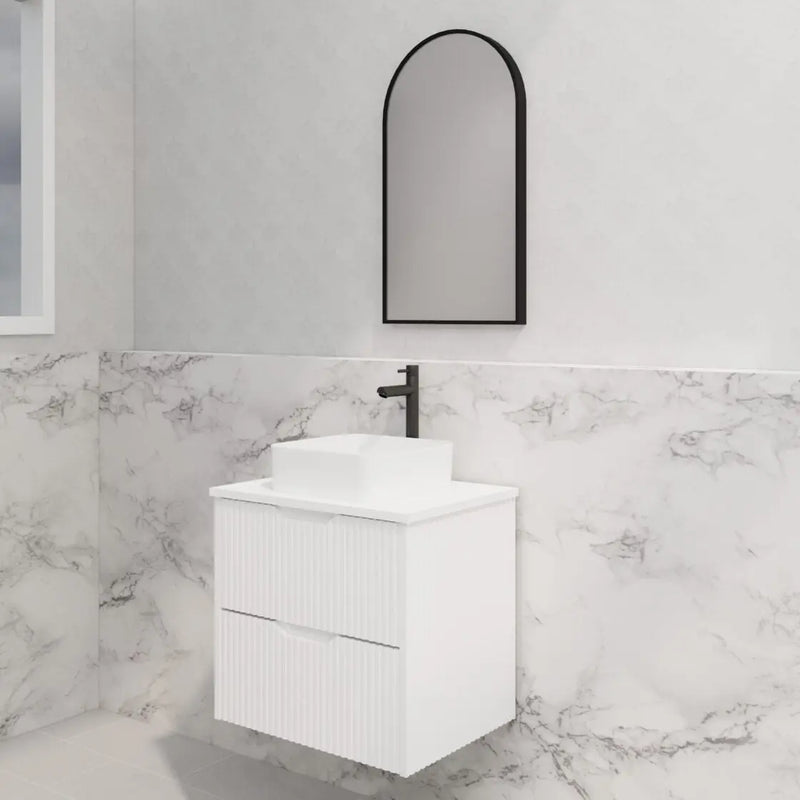 ABS Riva - Riva Bali Wall Hung Vanity 600mm - Matt White - Aqualux Bathrooms