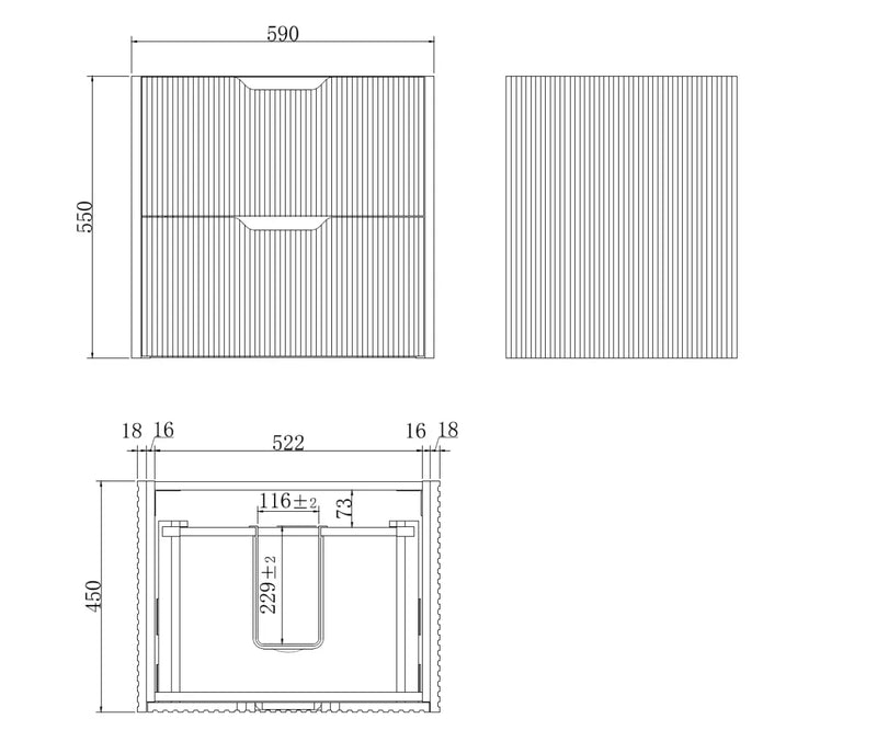 ABS Riva - Riva Bali Wall Hung Vanity 600mm - Matt White - Aqualux Bathrooms