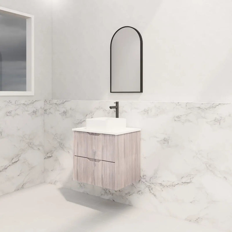 ABS Riva - Riva Bali Wall Hung Vanity 600mm - White Oak - Aqualux Bathrooms