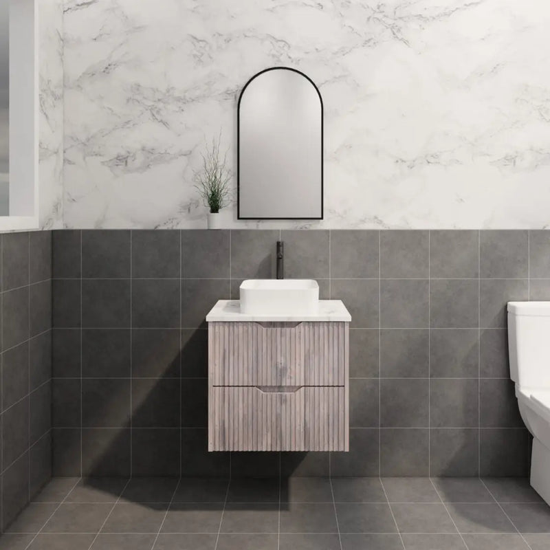 ABS Riva - Riva Bali Wall Hung Vanity 600mm - White Oak - Aqualux Bathrooms
