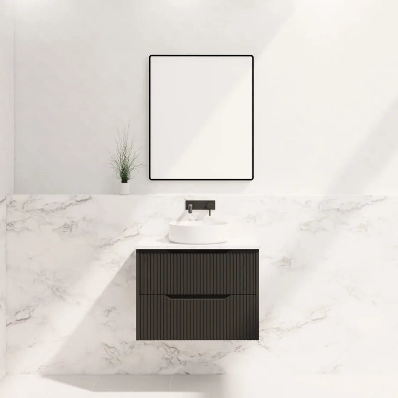 ABS Riva - Riva Bali Wall Hung Vanity 750mm - Matt Black - Aqualux Bathrooms