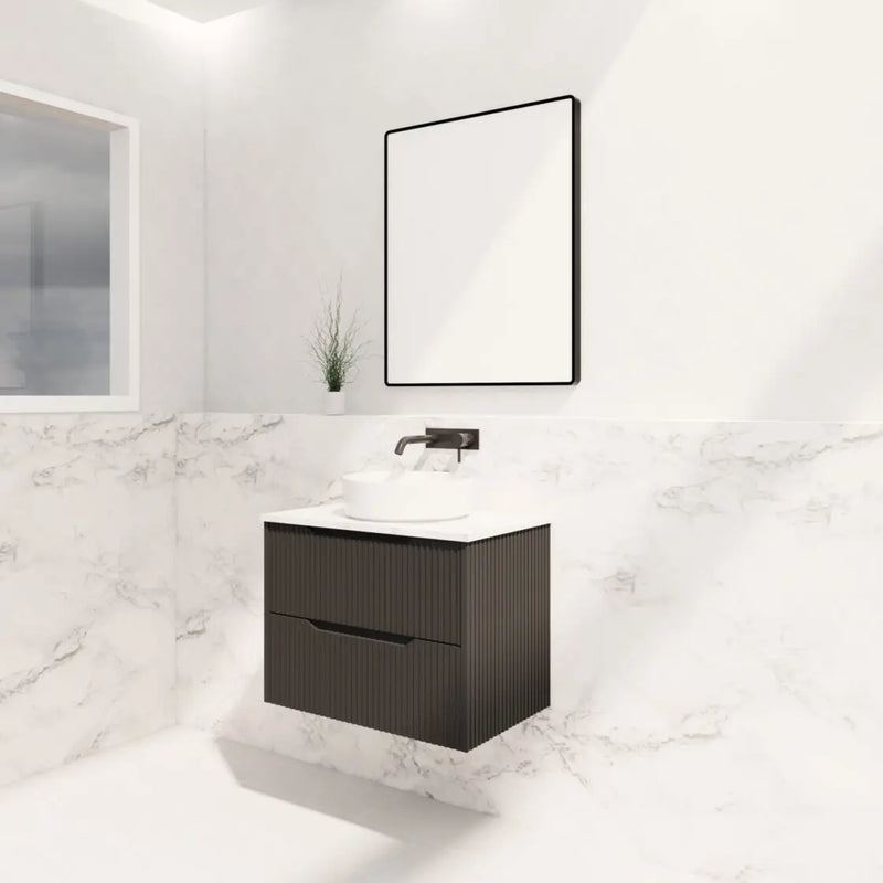 ABS Riva - Riva Bali Wall Hung Vanity 750mm - Matt Black - Aqualux Bathrooms