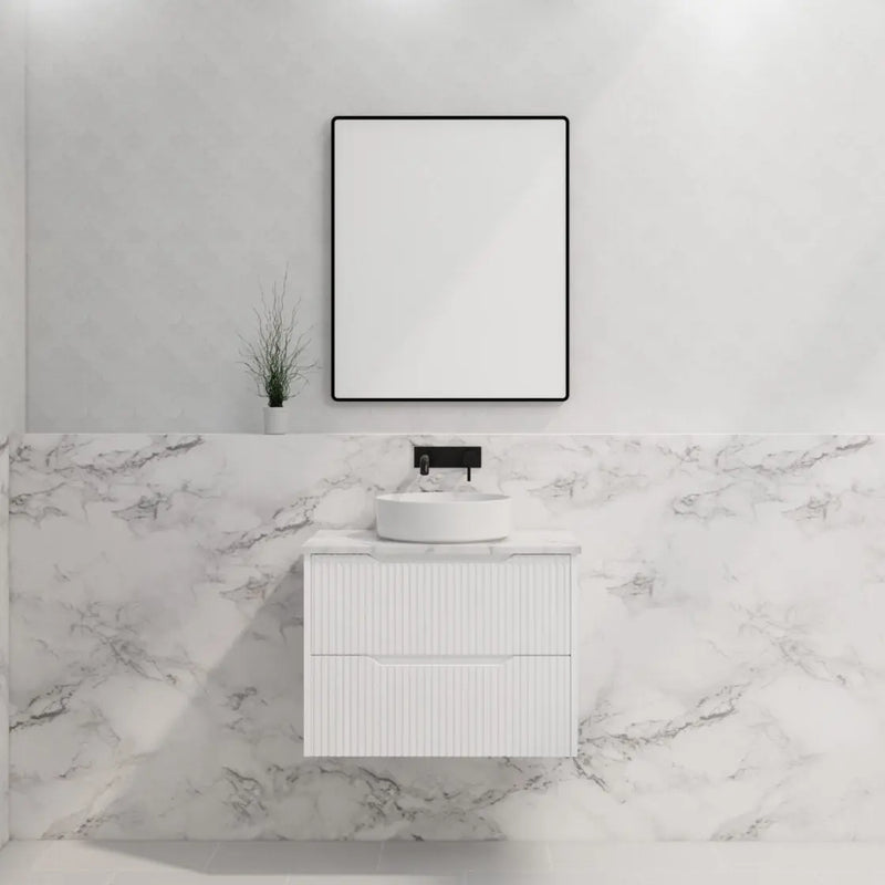 ABS Riva - Riva Bali Wall Hung Vanity 750mm - Matt White - Aqualux Bathrooms