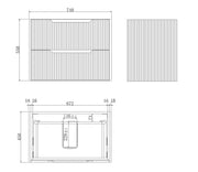 ABS Riva - Riva Bali Wall Hung Vanity 750mm - Matt White - Aqualux Bathrooms
