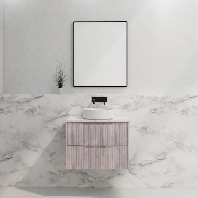 ABS Riva - Riva Bali Wall Hung Vanity 750mm - White Oak - Aqualux Bathrooms