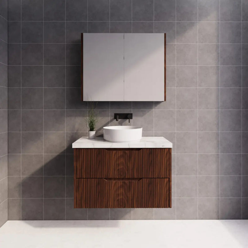 ABS Riva - Riva Bali Wall Hung Vanity 900mm - Brown Oak - Aqualux Bathrooms