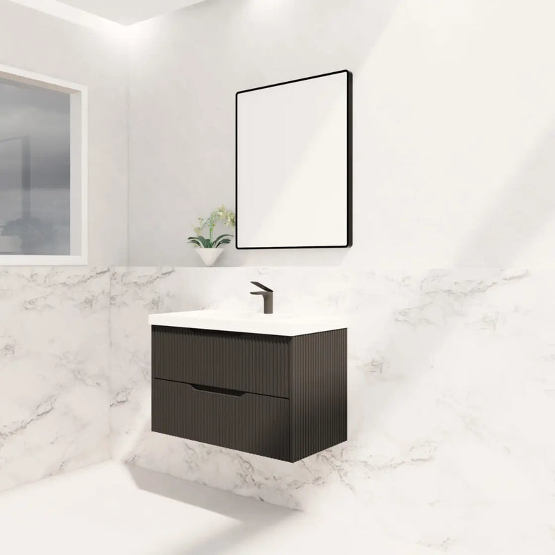 ABS Riva - Riva Bali Wall Hung Vanity 900mm - Matt Black - Aqualux Bathrooms