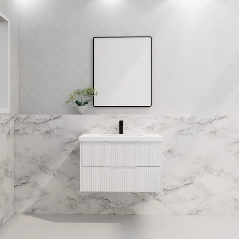 ABS Riva - Riva Bali Wall Hung Vanity 900mm - Matt White - Aqualux Bathrooms