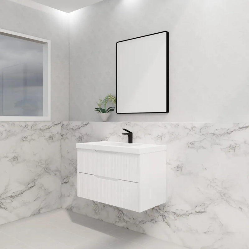 ABS Riva - Riva Bali Wall Hung Vanity 900mm - Matt White - Aqualux Bathrooms