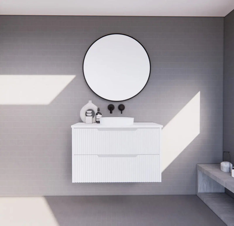 ABS Riva - Riva Bali Wall Hung Vanity 900mm - Matt White - Aqualux Bathrooms