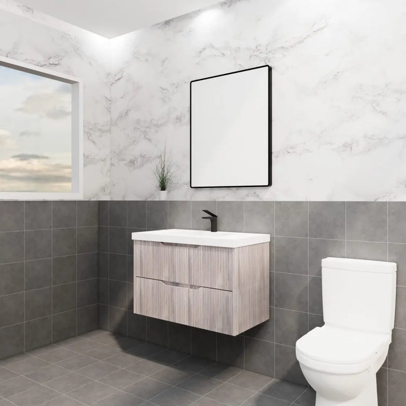 ABS Riva - Riva Bali Wall Hung Vanity 900mm - White Oak - Aqualux Bathrooms